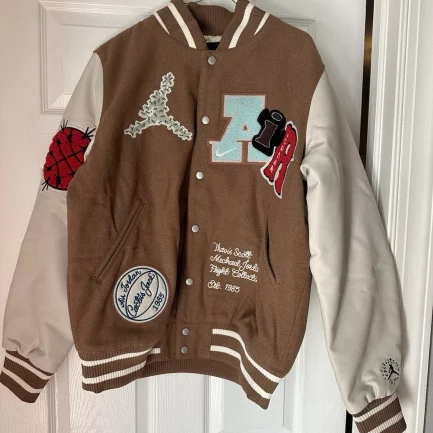 Nike Jordan x Travis Scott Flight Varsity Jacket Leather