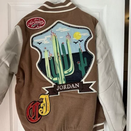 Nike Jordan x Travis Scott Flight Varsity Jacket Leather